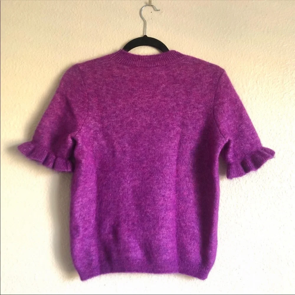 SOLD Sézane Mindy Jumper in Flecked Violet with Ruffle Sleeves - Picture 5 of 10